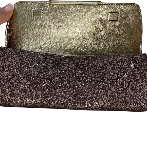 Abas Vintage Womens Clutch Bag Brown Stingray Foldover Envelope Style - Picture 6 of 10